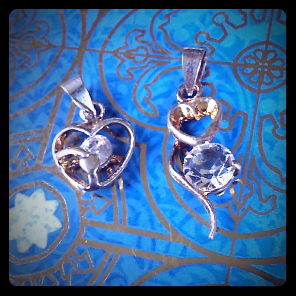 Sterling silver heart pendant set